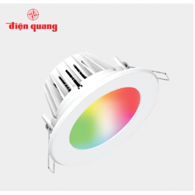 Bộ đèn LED Downlight thông minh Điện Quang Apollo ĐQ SLRD04 05727 90 BR01 (5W, warmwhite, 3.5 inch, kết nối Bluetooth, điều khiển sắc màu RGB)