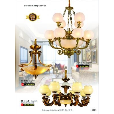 Đèn Chùm Đồng 9510/12 - 8605 - 8604/8