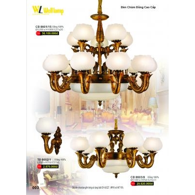 Đèn Chùm Đồng 8601/15 - 8602/1 - 8603/8