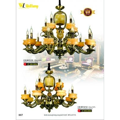Đèn Chùm Đồng Cao Cấp 8611/15 - 8612/12