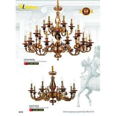 Đèn Chùm Đồng Cao Cấp CĐ 9154/8 - 9158/24