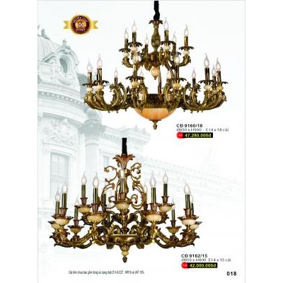 Đèn Chùm Đồng Cao Cấp CĐ 9160/18 - 9162/15