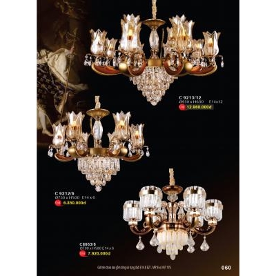 Đèn Chùm Pha Lê Cao Cấp C 9212/6 - 9213/12 - 8663/6