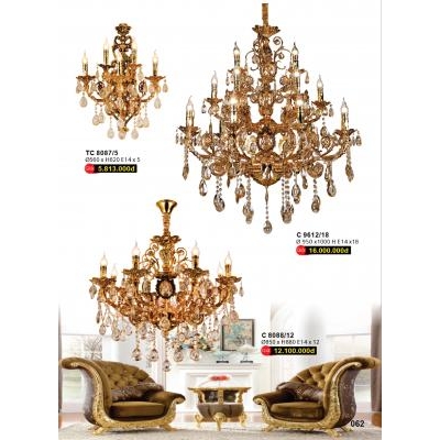 Đèn Chùm Cầy Pha Lê Cao Cấp C 8087/5 - 8088/12 - 9612/18