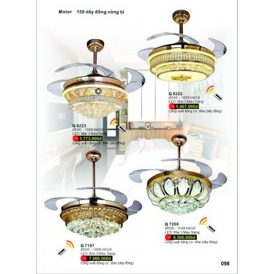 Đèn Quạt Led Cao Cấp Q 9222-9223-7197-7200