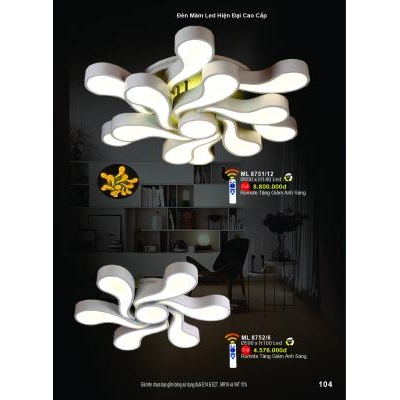 Đèn Mâm Led Hiện Đại Cao Cấp ML 8751/12 - 8752/6