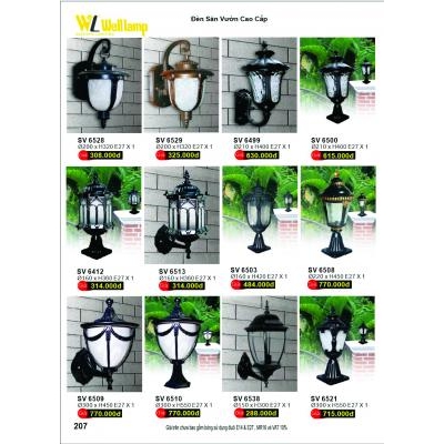 Đèn Tường Sân Vườn Cao Cấp SV 6499-6500-6528-6529