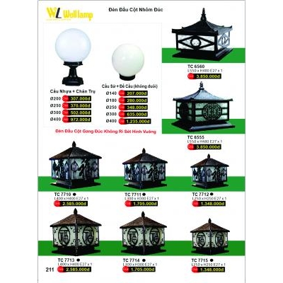 Đèn Đầu Cột Nhôm Đúc TC 7110-7111-7112-7113-7114-7115