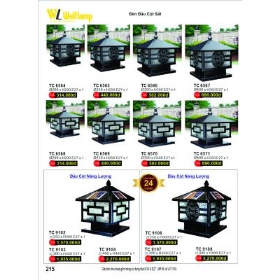 Đèn Đầu Cột Sắt TC 6564-6565-6566-6567